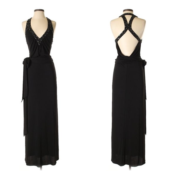 BCBGMaxAzria Dresses & Skirts - BCBG Black Red Carpet Backless Jersey Gown- Sz. XS